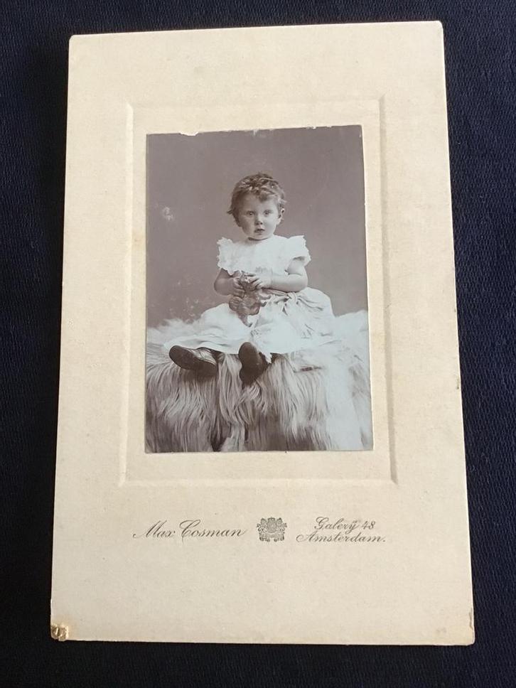 Kabinetfoto, Kind, Max Cosman, Amsterdam, Antieke foto, Verzamelen, Foto's en Prenten, Gebruikt, Foto, Kind, Voor 1940, Ophalen of Verzenden