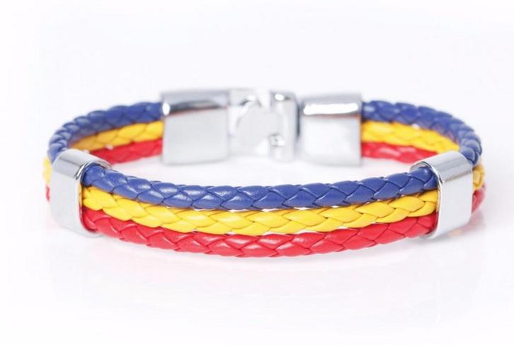 Blauwe Gele Rode Leren Armband / Mannen Vrouwen, Sieraden, Tassen en Uiterlijk, Armbanden, Nieuw, Leer, Overige kleuren, Verzenden