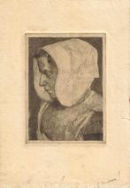 Sieger Baukema toegeschr ets "Vrouw in Klederdracht" ca 1900, Antiek en Kunst, Ophalen