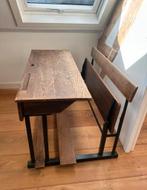 Oud (vintage) school bankje voor 2 kinderen, Huis en Inrichting, Bureaus, Ophalen, Gebruikt, Bureau