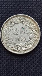1/2 Franc 1959 Zwitserland, Zilver, Ophalen of Verzenden, Losse munt, Overige landen