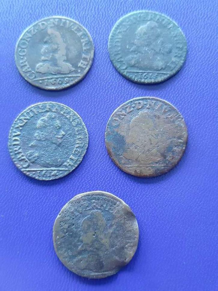 1609-14 Frankrijk Nevers en Rethel 5x 2 liards, Postzegels en Munten, Munten | Europa | Niet-Euromunten, Setje, Frankrijk, Verzenden