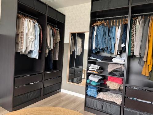 Pax kledingkast Ikea, zwart-bruin, Huis en Inrichting, Kasten | Kledingkasten, Zo goed als nieuw, 200 cm of meer, 200 cm of meer