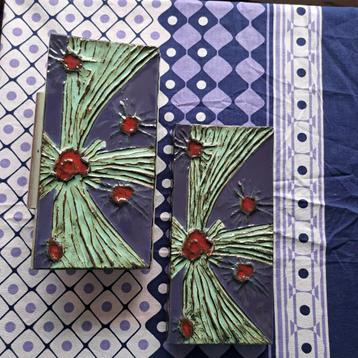 Vintage keramiek set: deurgreep en plaquette beschikbaar voor biedingen