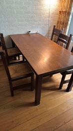 Eiken tafel met 6 stoelen, Ophalen, Gebruikt, 50 tot 100 cm, Vijf personen of meer