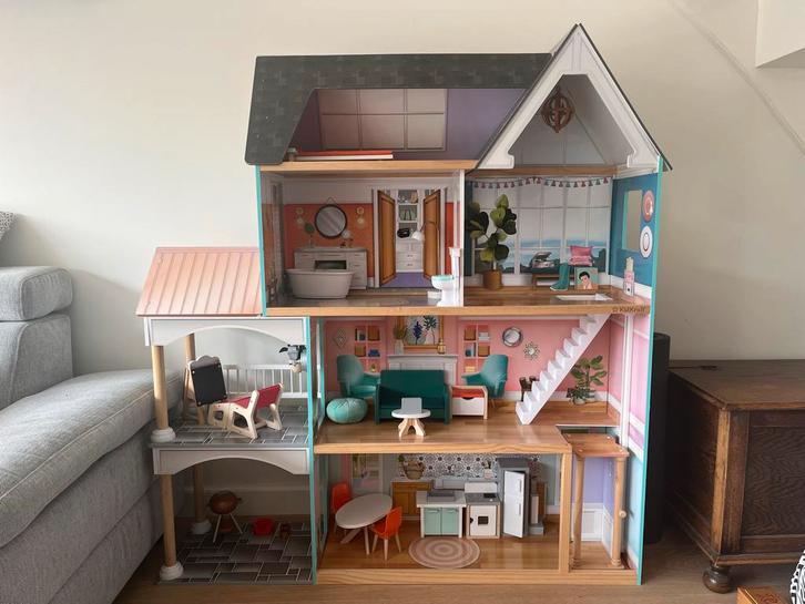 KidKraft Dahlia Mansion Poppenhuis - Zo goed als nieuw!, Kinderen en Baby's, Speelgoed | Poppenhuizen, Zo goed als nieuw, Poppenhuis