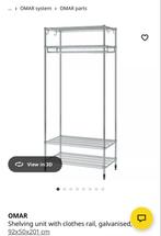 Ikea Omar Rek voor Kleding/Opslag, Huis en Inrichting, Met plank(en), Gebruikt, 200 cm of meer, Metaal
