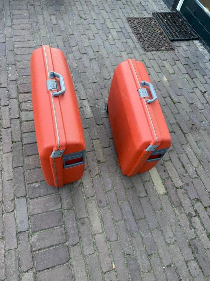 Oranje Samsonite reiskoffers groot/middel, Sieraden, Tassen en Uiterlijk, Koffers, Gebruikt, Hard kunststof, 60 tot 70 cm, 55 cm of meer