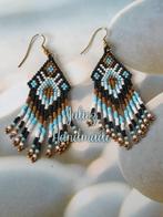 Native American fringe oorbellen "Juliez Handmade", Hangers, Blauw, Nieuw, Ophalen of Verzenden