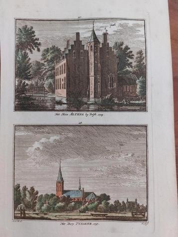 457-458 / Gekleurde gravure Huis Altena Delft  & Pijnacker beschikbaar voor biedingen