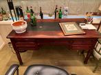 Antiek Bureau met lederen blad, Ophalen of Verzenden, Gebruikt, Bureau