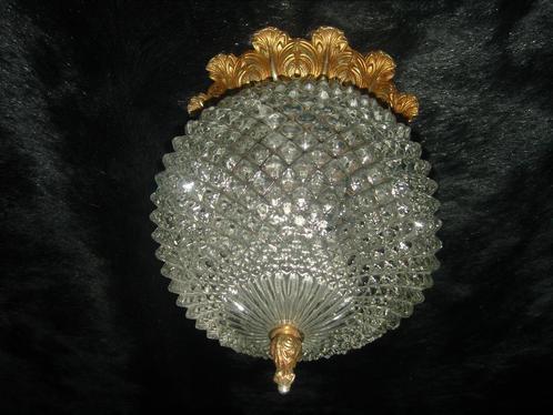 Ananas plafonniere met een goudkleurige metalen rand en een, Huis en Inrichting, Lampen | Plafondlampen, Gebruikt, Ophalen of Verzenden