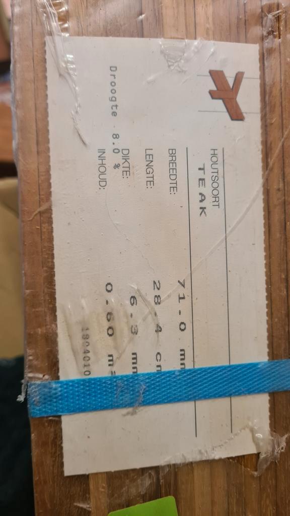 Teak Visgraat Vloer hout 6.2mm  - 4.8m2 Nieuw in Verpakking, Doe-het-zelf en Verbouw, Hout en Planken, Ophalen