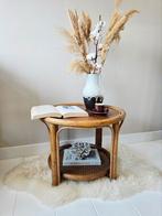 Vintage bamboe bijzettafel, Minder dan 55 cm, Rond, Ophalen of Verzenden, Zo goed als nieuw
