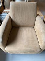 2 fauteuils beige velours, Gebruikt, Ophalen of Verzenden, 50 tot 75 cm