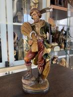Sint Isidorus van Madrid - gesneden hout in kleur, Antiek en Kunst, Ophalen of Verzenden