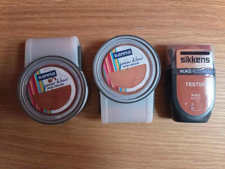 Verf testers - Terracotta/Rood - Flexa/Histor/Sikkens, Doe-het-zelf en Verbouw, Verf, Beits en Lak, Zo goed als nieuw, Verf, Minder dan 5 liter