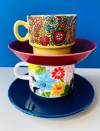 Kleurrijke vintage kop en schotels/mix & match, Huis en Inrichting, Keuken | Servies, Ophalen of Verzenden, Porselein, Overige stijlen