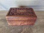 Vintage houten opberg kistje met olifant, Ophalen of Verzenden