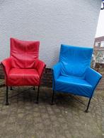 Montis vintage fauteuil uitgevoerd in blauw en rood leder, Ophalen, Gebruikt, Twee, Overige kleuren