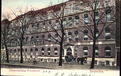 Amsterdam (N.H.), Prinsengracht met Ziekenverzorging 1908, Verzamelen, Ansichtkaarten | Nederland, Gelopen, Noord-Holland, Voor 1920