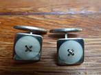 Art deco zilverkleurige manchetknopen met parelmoer, Ophalen of Verzenden, Dames