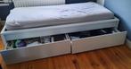 Wit Eenpersoonsbed met Lades, Huis en Inrichting, Slaapkamer | Bedden, Ophalen, 90 cm, Eenpersoons, Wit