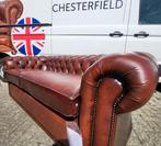 Chesterfield bank origineel Engels, keerbare leren kussens, Ophalen, Gebruikt, 75 tot 100 cm, Chesterfield