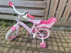 Roze meisjes fiets Hello Kitty, Ophalen of Verzenden, Gebruikt, Minder dan 16 inch, Zijwieltjes