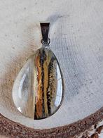 glazen teardrop hanger beige zwart (nr. 10), Sieraden, Tassen en Uiterlijk, Kettinghangers, Ophalen of Verzenden, Nieuw, Overige materialen