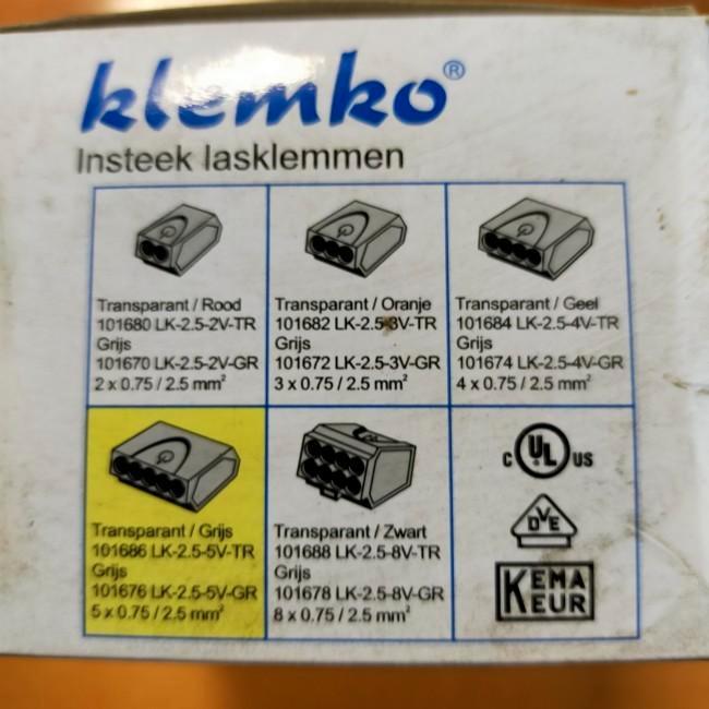 Klemko laslemmen LK-2.5-5V-GR - 100 pcs  Nieuw doosje, Hobby en Vrije tijd, Elektronica-componenten, Nieuw, Ophalen of Verzenden
