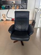 Leren Relaxstoel met Houten Voet, Huis en Inrichting, Fauteuils, Ophalen, Gebruikt, Leer, 75 tot 100 cm