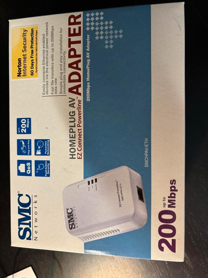 SMC HomePlug AV Adapter 200Mbps, Computers en Software, Routers en Modems, Gebruikt, Router, Ophalen of Verzenden