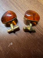 Manchetknopen van amber oude, Sieraden, Tassen en Uiterlijk, Manchetknopen, Ophalen of Verzenden, Zo goed als nieuw, Overige materialen