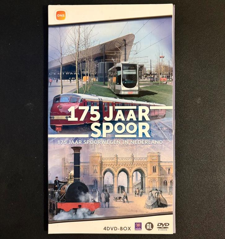 4-DVD-box ‘175 jaar spoorwegen in Nederland’ (2014), Verzamelen, Spoorwegen en Tramwegen, Zo goed als nieuw, Trein, Ophalen of Verzenden