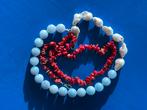 Rood Koraal Collier, 925 Zilver, Sieraden, Tassen en Uiterlijk, Kettingen, Ophalen of Verzenden, Zo goed als nieuw, Rood, Zilver