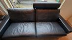 Mooie grote zwarte leren bank, Ophalen, Gebruikt, 100 tot 125 cm, Driepersoons
