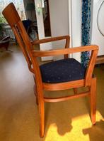 Vier eetkamerstoelen, kersenkleurige lak, donkerblauwe stof, Huis en Inrichting, Ophalen, Hout, Gebruikt, Blauw