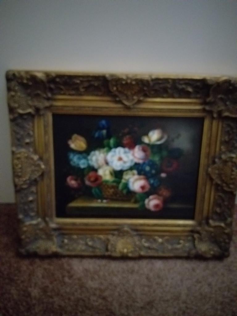 Twee geschilderde schilderijen met mooie lijsten, Antiek en Kunst, Kunst | Schilderijen | Klassiek, Ophalen of Verzenden