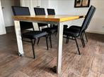 Massief eiken moderne tafel 200x90 cm - met metalen poten, Ophalen, 50 tot 100 cm, Zo goed als nieuw, Vijf personen of meer