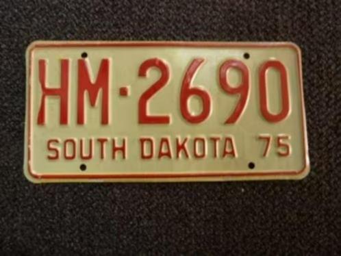 Kentekenplaat licenseplate South Dakota 1975 USA, Verzamelen, Automerken, Motoren en Formule 1, Gebruikt, Auto's, Ophalen of Verzenden