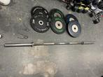 Crossmaxx Competition bumperplates incl olympische stang, Ophalen, Bumperplates, Gebruikt, Met stang