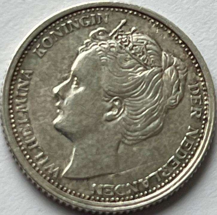 Zilveren dubbeltje 1905 mooi exemplaar, Postzegels en Munten, Munten | Nederland, Losse munt, 10 cent, Koningin Wilhelmina, Zilver