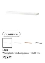 Hoogglans witte plank Ikea, Huis en Inrichting, Woonaccessoires | Wandplanken en Boekenplanken, Ophalen, Nieuw