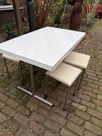Jaren 60 eethoekje formica en metaal chroom tafel, Ophalen, Gebruikt, 100 tot 150 cm, Overige materialen