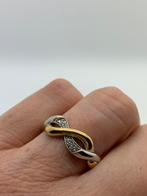 V489 Prachtige zilveren bicolor ring maat 19,25, Ophalen of Verzenden, X, Dame, Goud