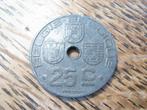 Bevrijd Belgie 25 Centimes 1945 (NL-F), WW2 #205, Postzegels en Munten, Munten | België, Verzenden, Overig, Losse munt