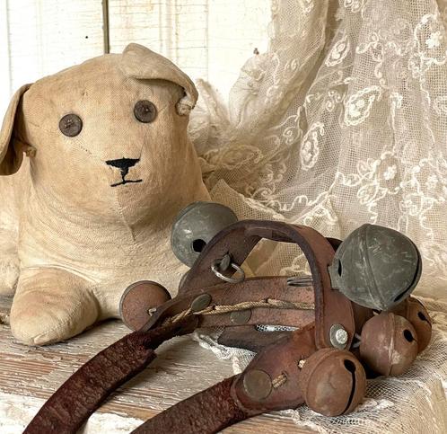 Brocante oude voet bellenband met 10 bellen, Antiek en Kunst, Curiosa en Brocante, Ophalen of Verzenden