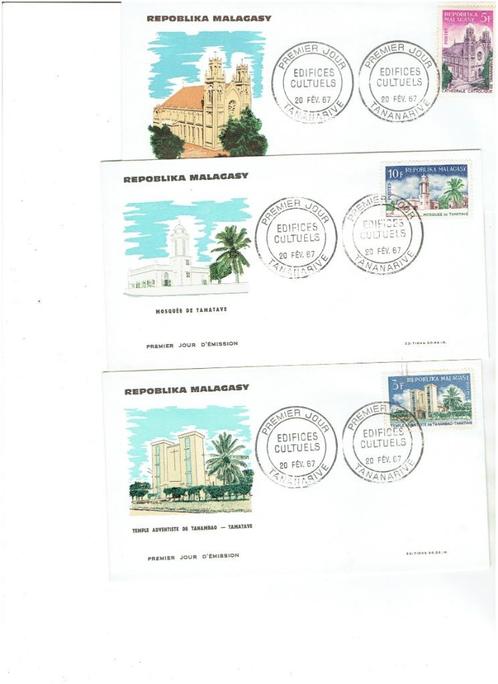Malagasy 3 st FDC enveloppen 1967, Postzegels en Munten, Postzegels | Afrika, Gestempeld, Overige landen, Verzenden