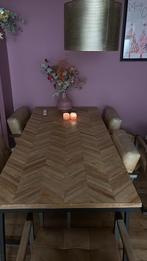 Visgraat tafelblad, Ophalen, 100 tot 150 cm, Eikenhout, Nieuw